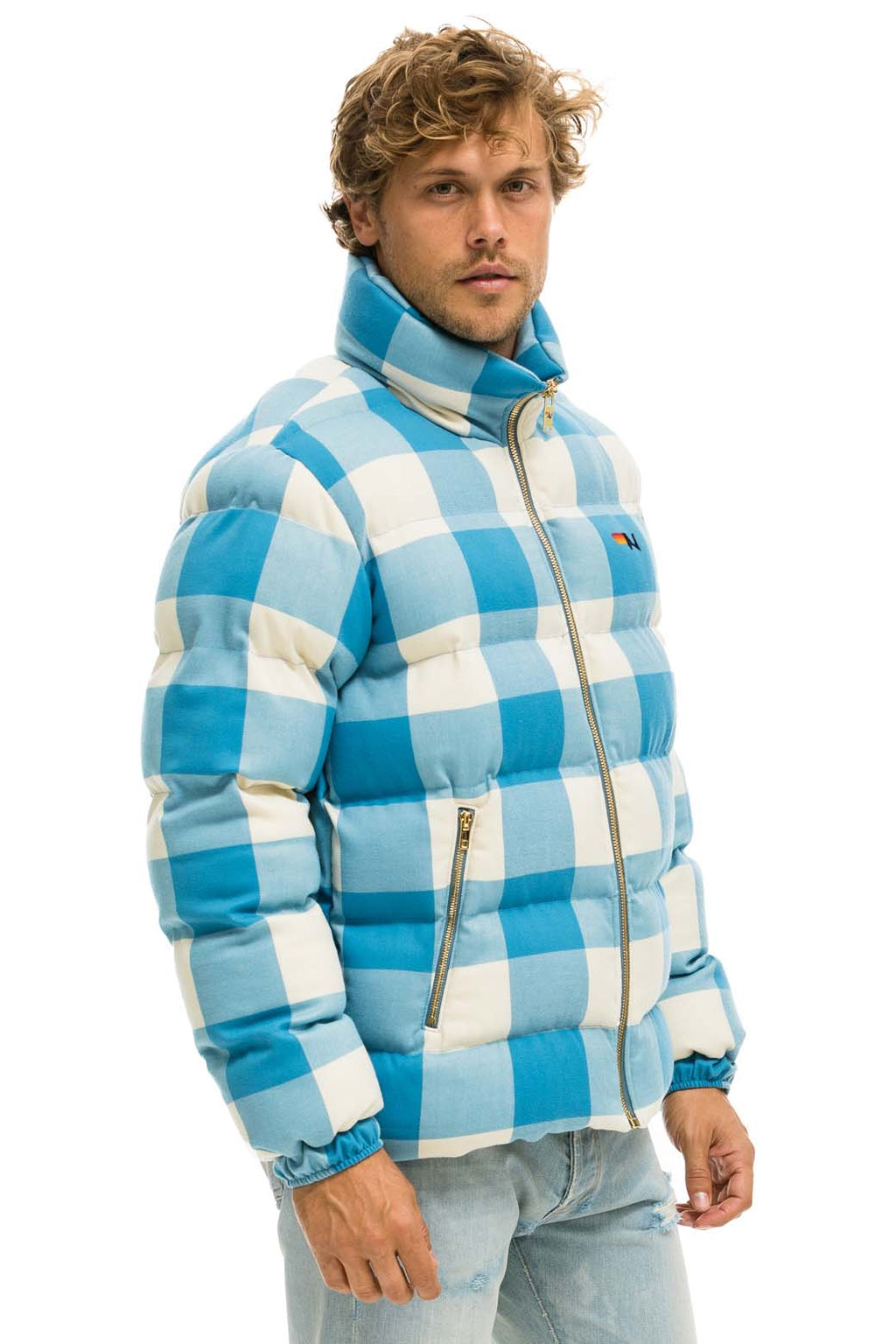 Retro UNISEX PLAID TRAVELER JACKET - SKY PLAID