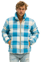 Retro UNISEX PLAID TRAVELER JACKET - SKY PLAID