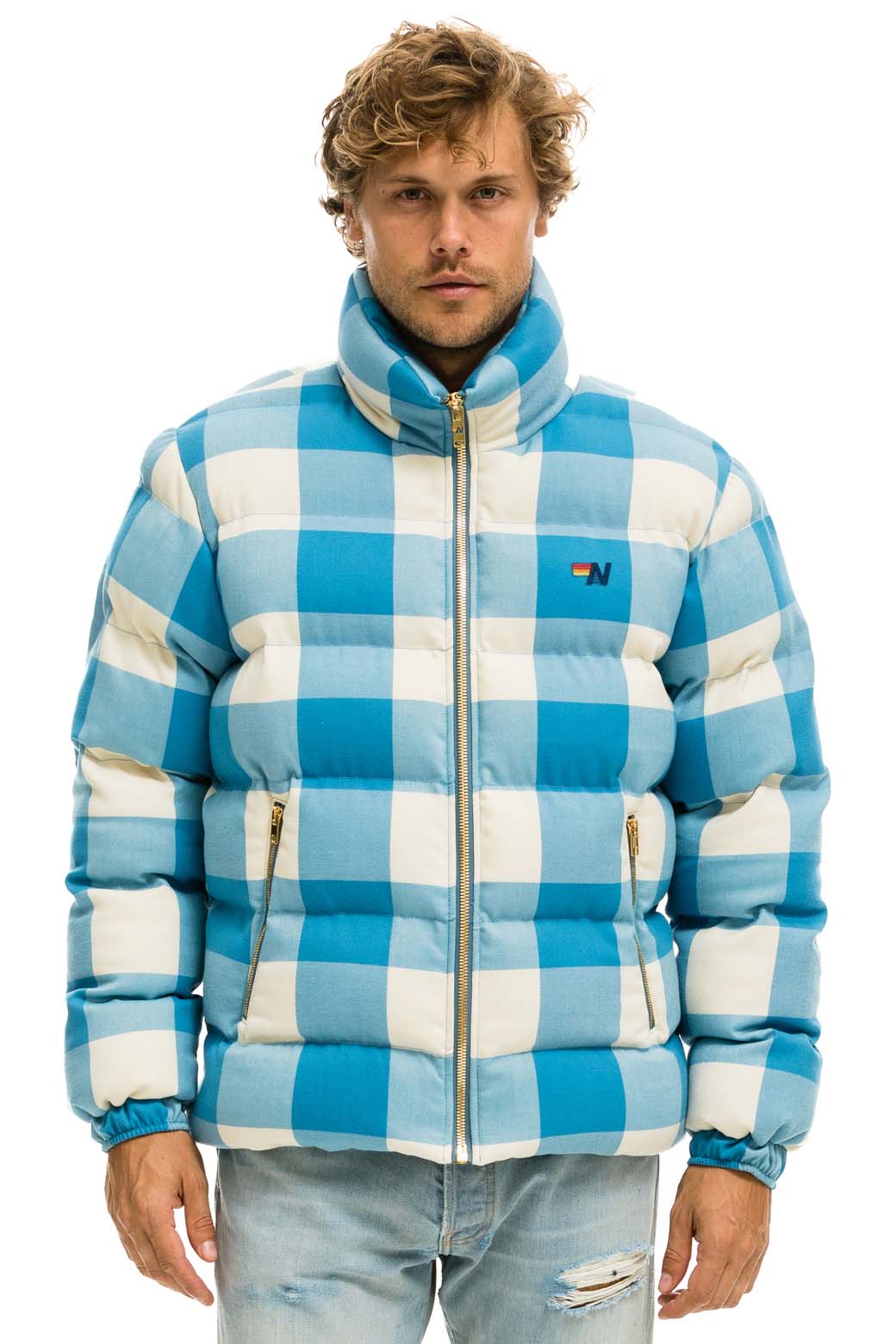 Retro UNISEX PLAID TRAVELER JACKET - SKY PLAID