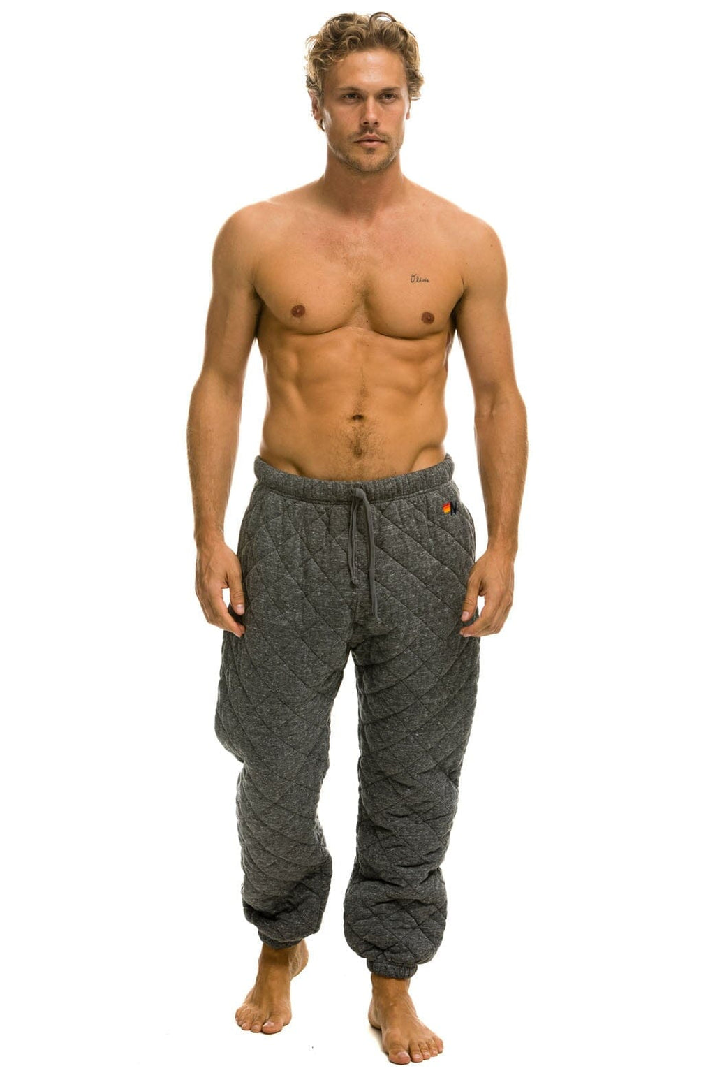 Retro QUILTED SWEATPANTS - HEATHER GREY