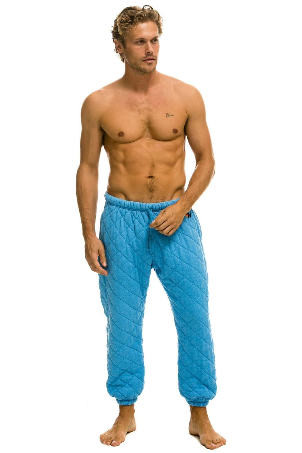 Retro QUILTED SWEATPANTS - OCEAN