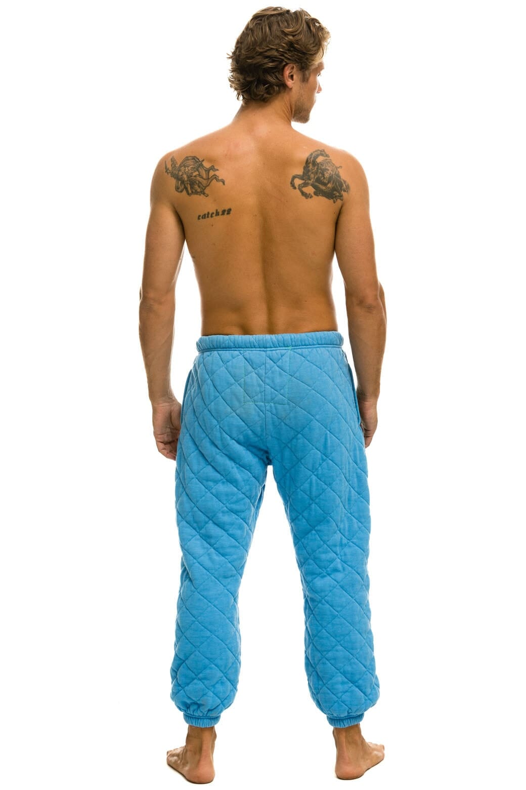 Retro QUILTED SWEATPANTS - OCEAN