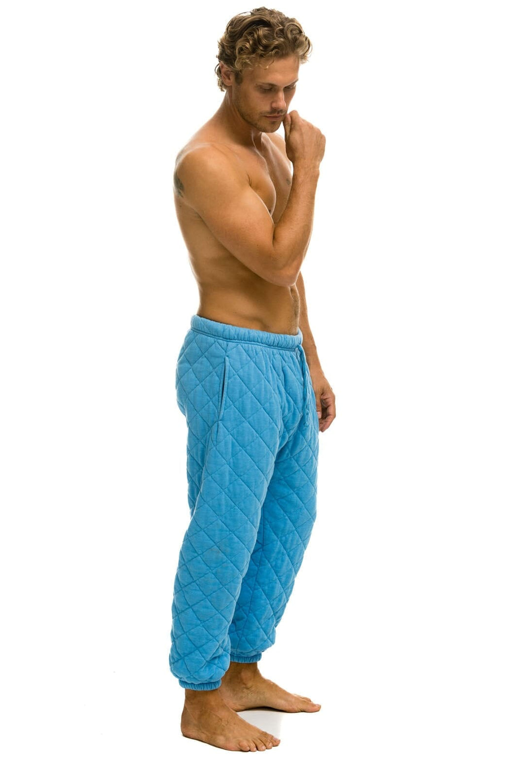 Retro QUILTED SWEATPANTS - OCEAN