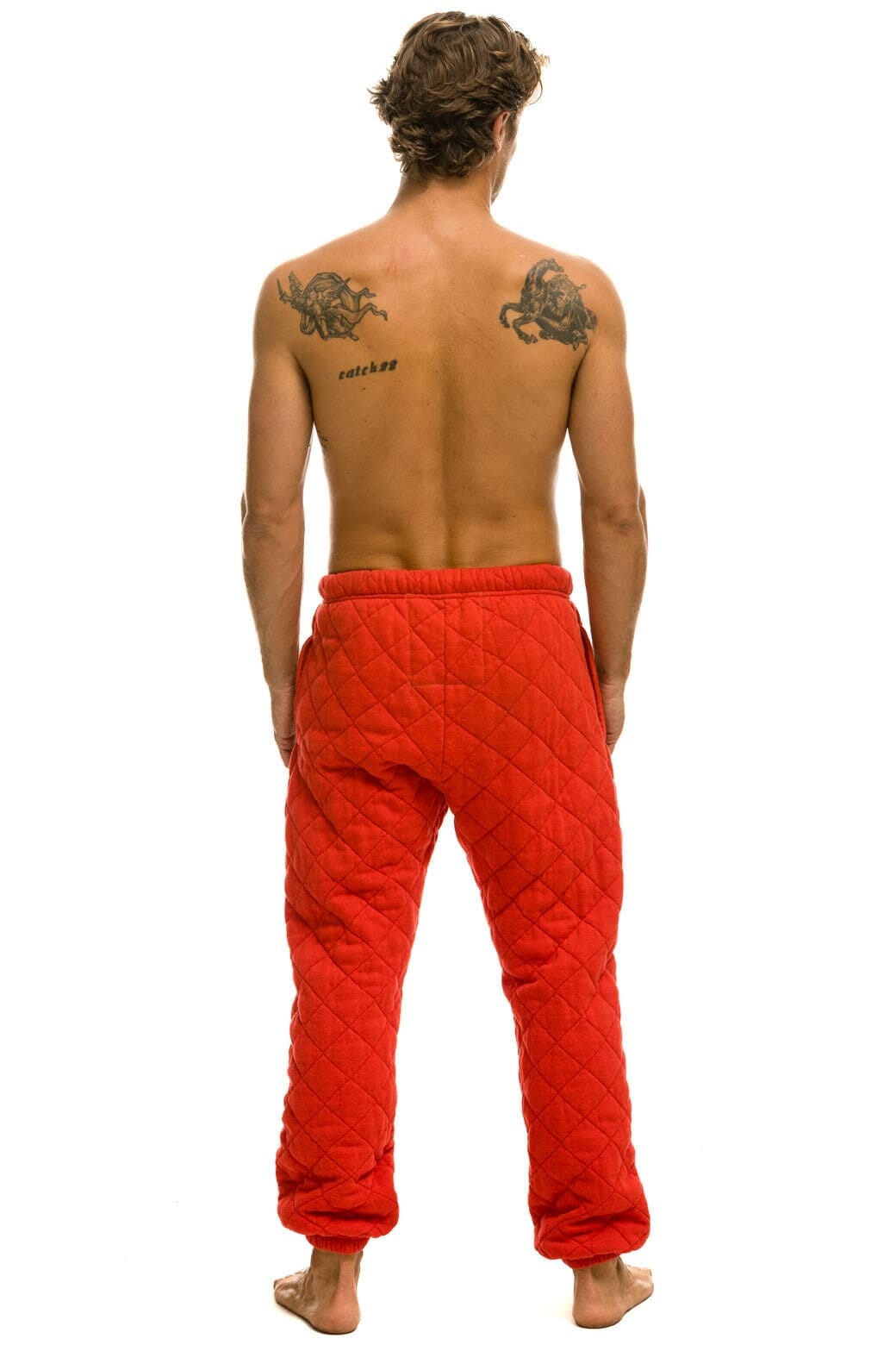 Retro QUILTED SWEATPANTS - RED