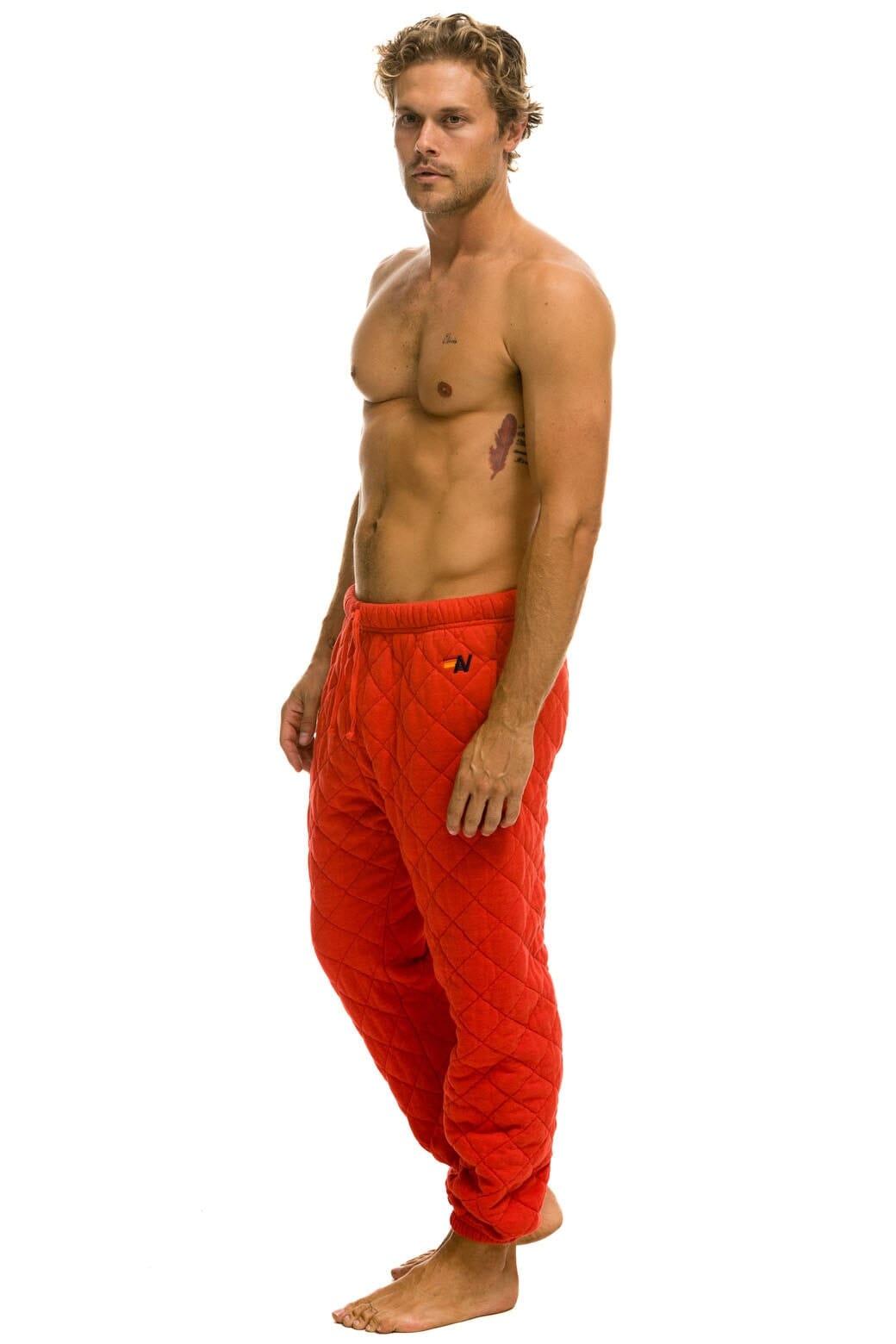 Retro QUILTED SWEATPANTS - RED