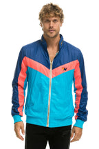 Retro MENS WINDBREAKER JACKET- NEON BLUE