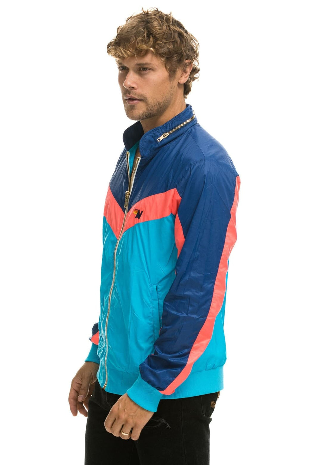 Retro MENS WINDBREAKER JACKET- NEON BLUE