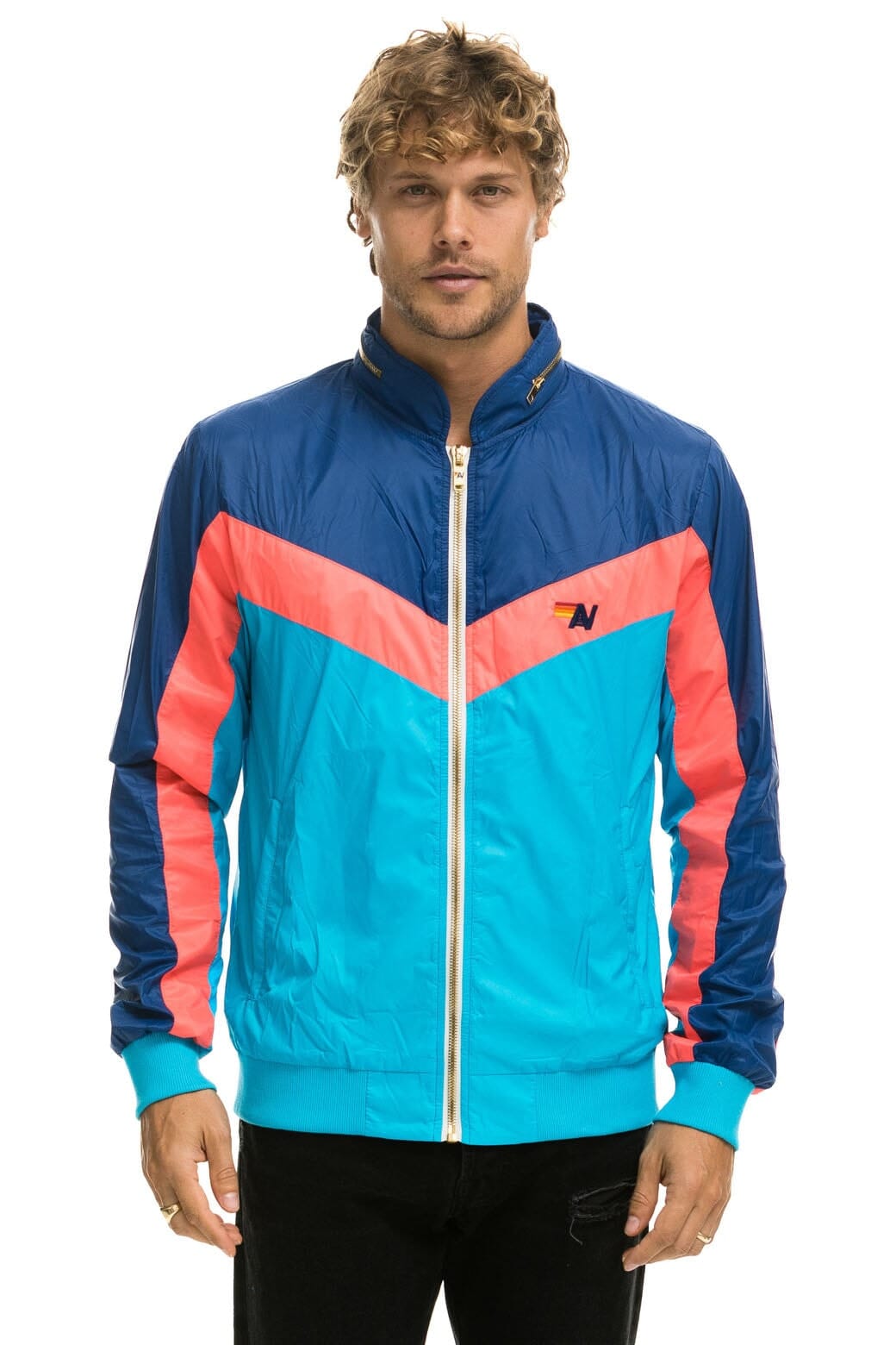 Retro MENS WINDBREAKER JACKET- NEON BLUE