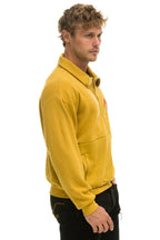 Retro MOUNTAIN EMBROIDERY HALF ZIP SWEATSHIRT - KHAKI
