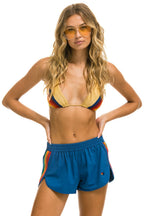 Retro WOMENS 5 STRIPE FLEX BOARD SHORTS - DEEP OCEAN RAINBOW