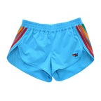 Retro WOMENS 5 STRIPE FLEX BOARD SHORTS - NEON BLUE RAINBOW