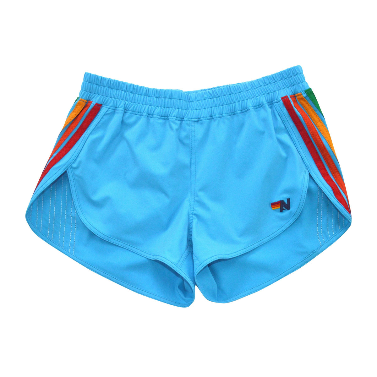 Retro WOMENS 5 STRIPE FLEX BOARD SHORTS - NEON BLUE RAINBOW