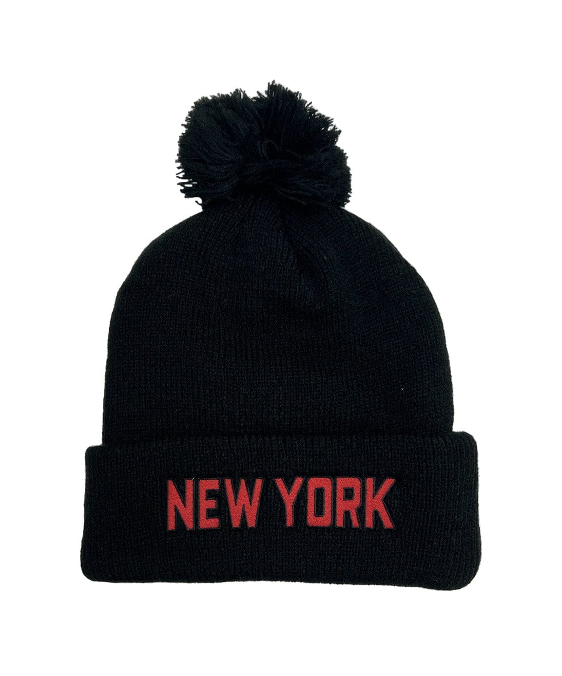 Retro NEW YORK POM POM BEANIE - BLACK