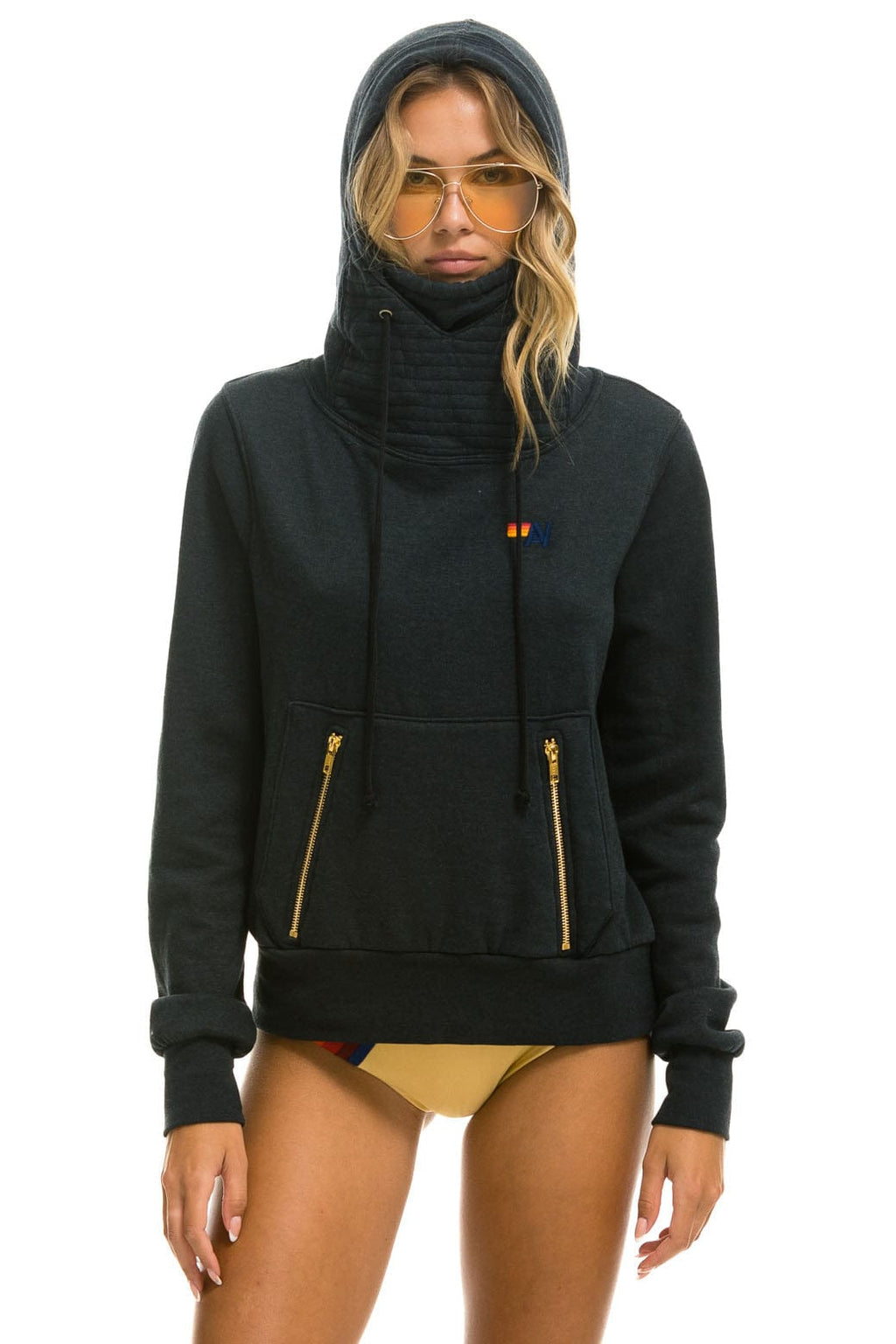 Retro NINJA PULLOVER HOODIE -CHARCOAL