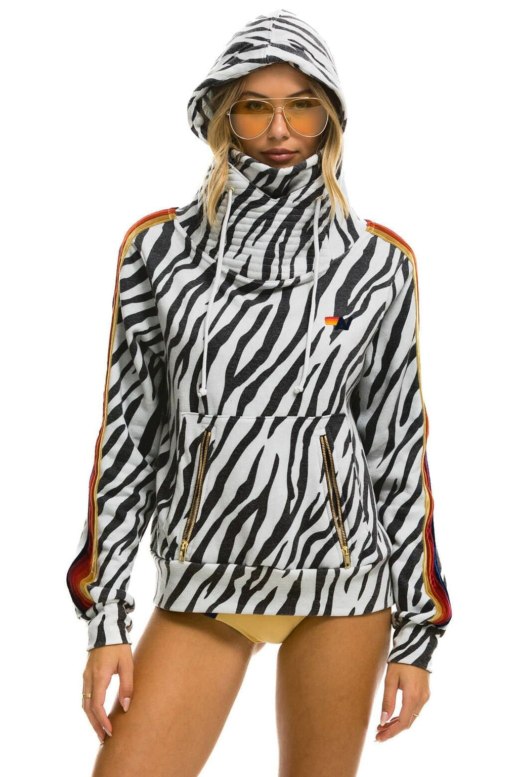 Retro NINJA PULLOVER HOODIE - ZEBRA
