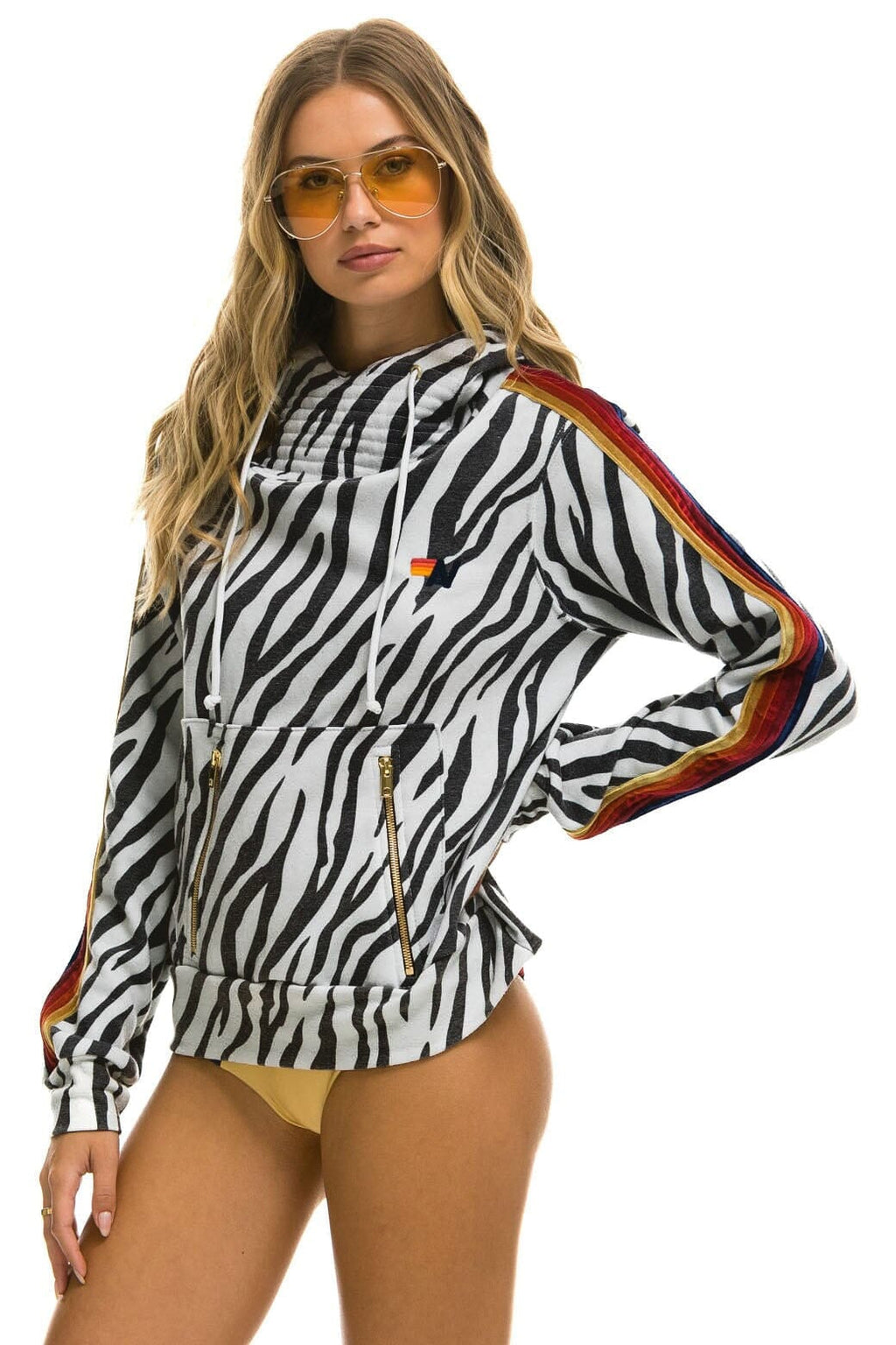 Retro NINJA PULLOVER HOODIE - ZEBRA