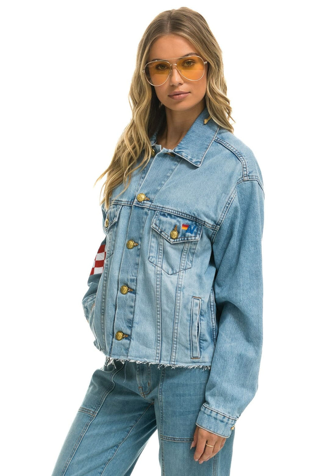 Retro LIVE FREE OVERSIZED CROP DENIM JACKET - SUPER LIGHT