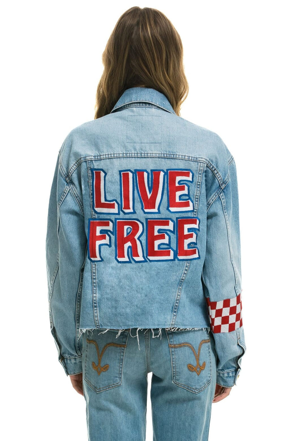Retro LIVE FREE OVERSIZED CROP DENIM JACKET - SUPER LIGHT