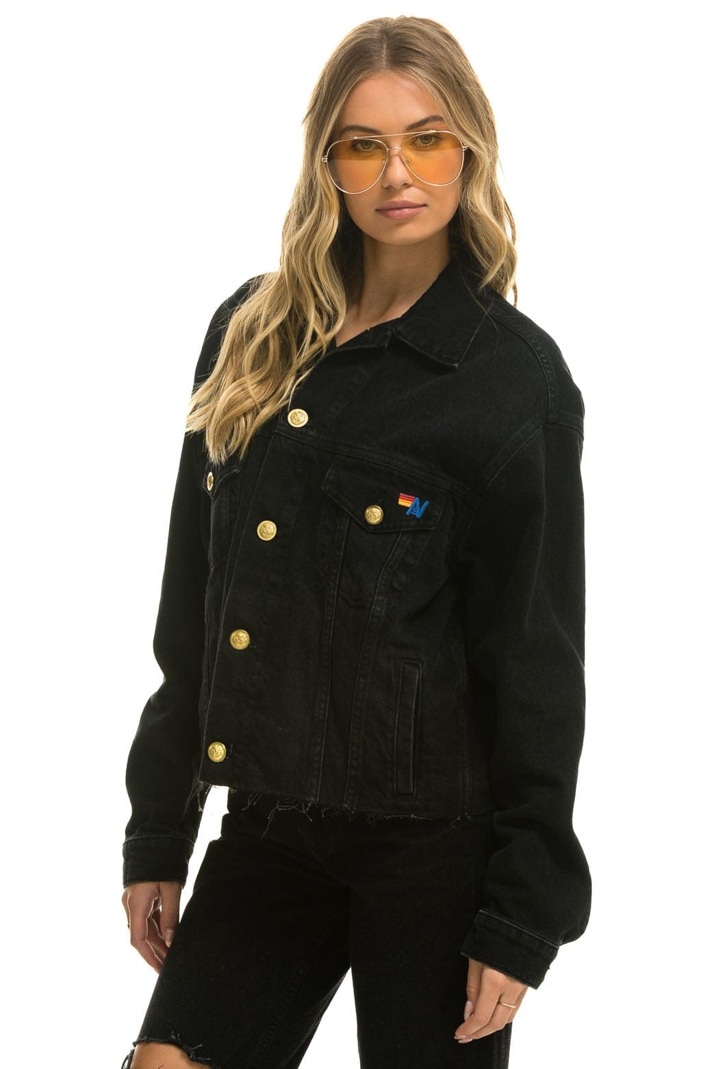 Retro NEED FOR SPEED OVERSIZED CROP DENIM JACKET - VINTAGE BLACK