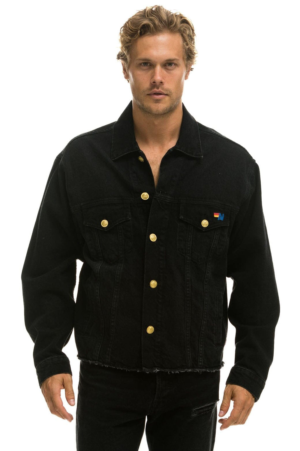 Retro NEED FOR SPEED OVERSIZED CROP DENIM JACKET - VINTAGE BLACK