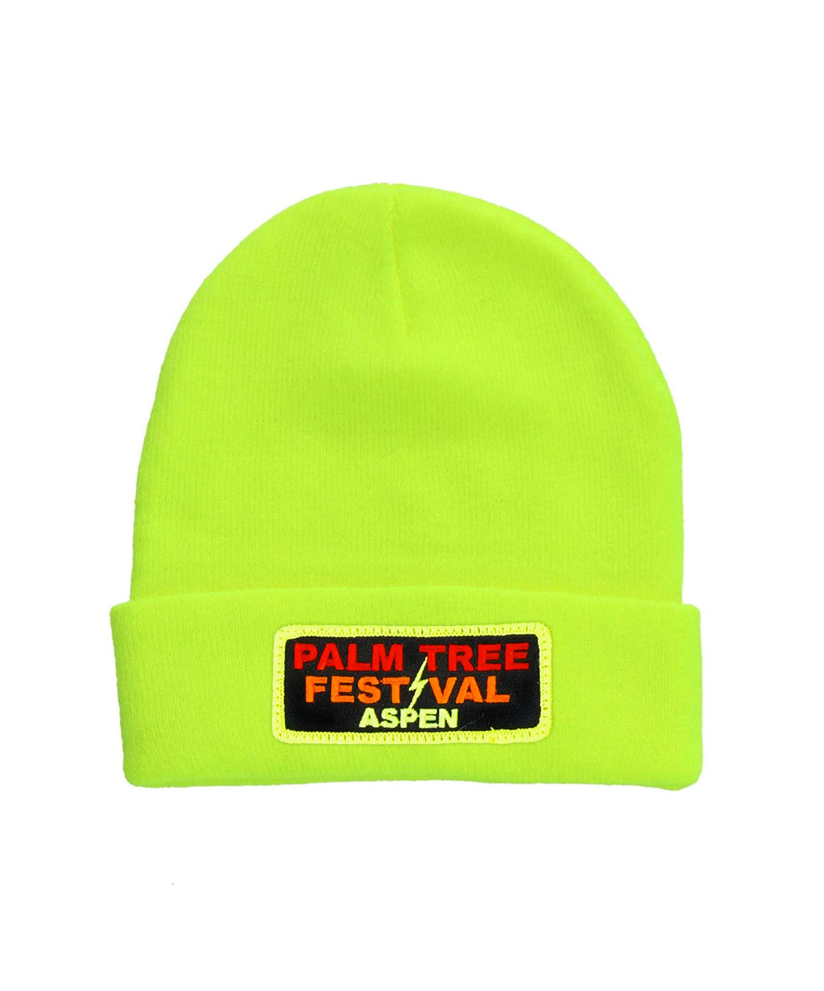 Retro PALM TREE FESTIVAL ASPEN 2024 BEANIE - NEON YELLOW