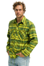 Retro PLAID FLANNEL WESTERN SHIRT - AVOCADO PLAID