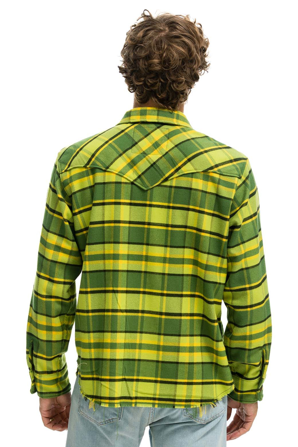 Retro PLAID FLANNEL WESTERN SHIRT - AVOCADO PLAID