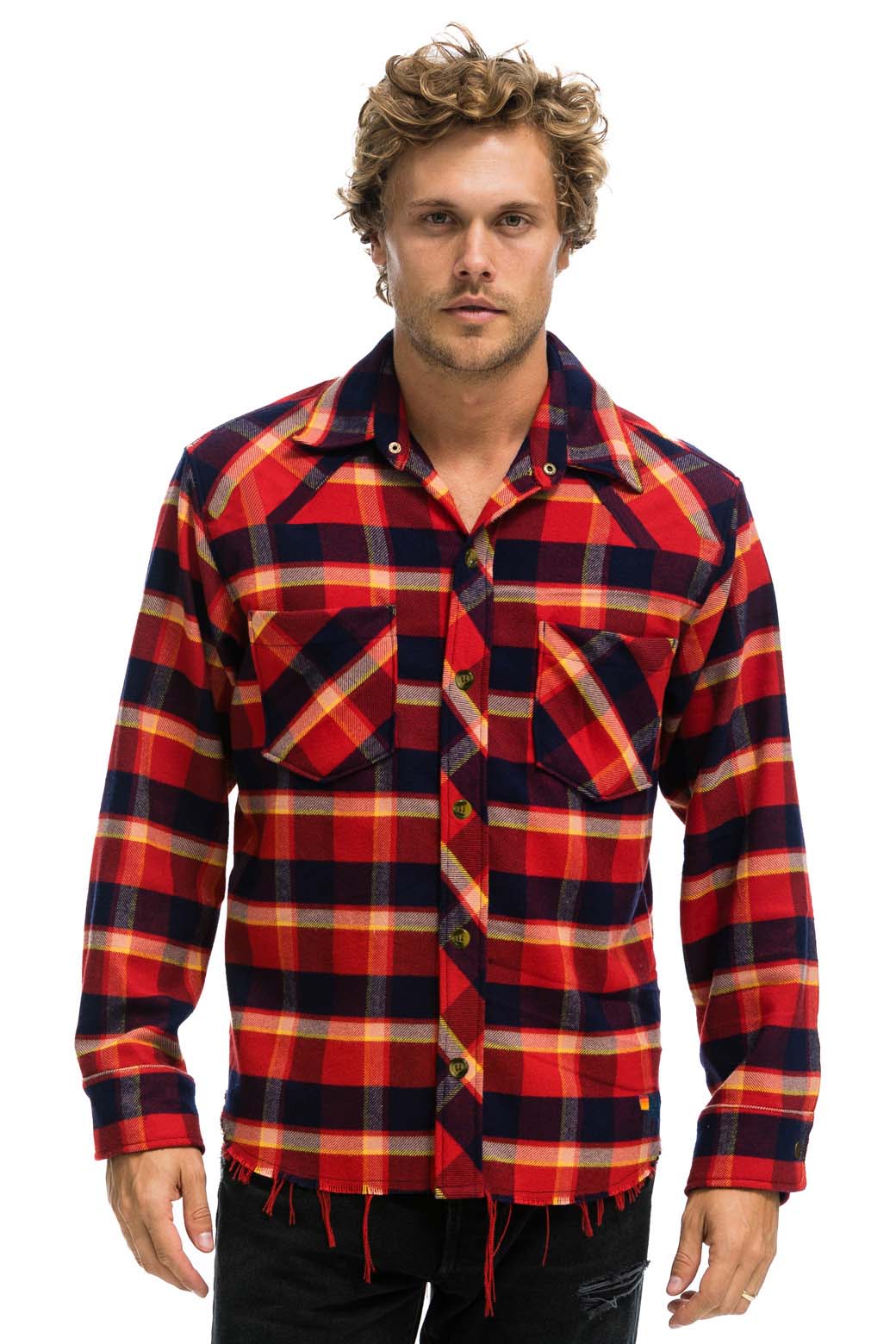 Retro PLAID FLANNEL WESTERN SHIRT - RUGBY PLAID