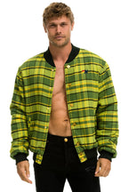 Retro PLAID UNISEX VARSITY JACKET - AVOCADO PLAID