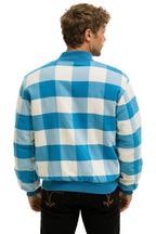 Retro PLAID UNISEX VARSITY JACKET - SKY PLAID