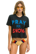 Retro PRAY FOR SNOW BOYFRIEND TEE - CHARCOAL