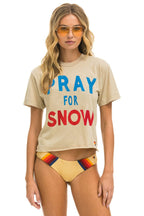 Retro PRAY FOR SNOW BOYFRIEND TEE - SAND