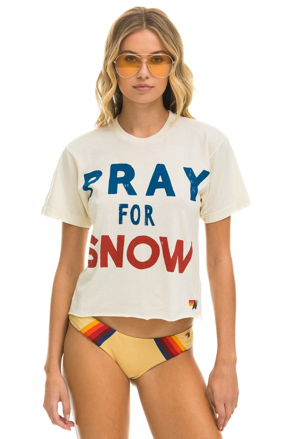 Retro PRAY FOR SNOW BOYFRIEND TEE - VINTAGE WHITE