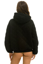 Retro QUILTED RELAXED PULLOVER HOODIE - BLACK