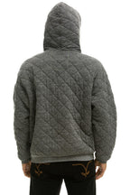 Retro QUILTED RELAXED PULLOVER HOODIE - HEATHER GREY