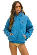 Retro QUILTED RELAXED PULLOVER HOODIE - OCEAN