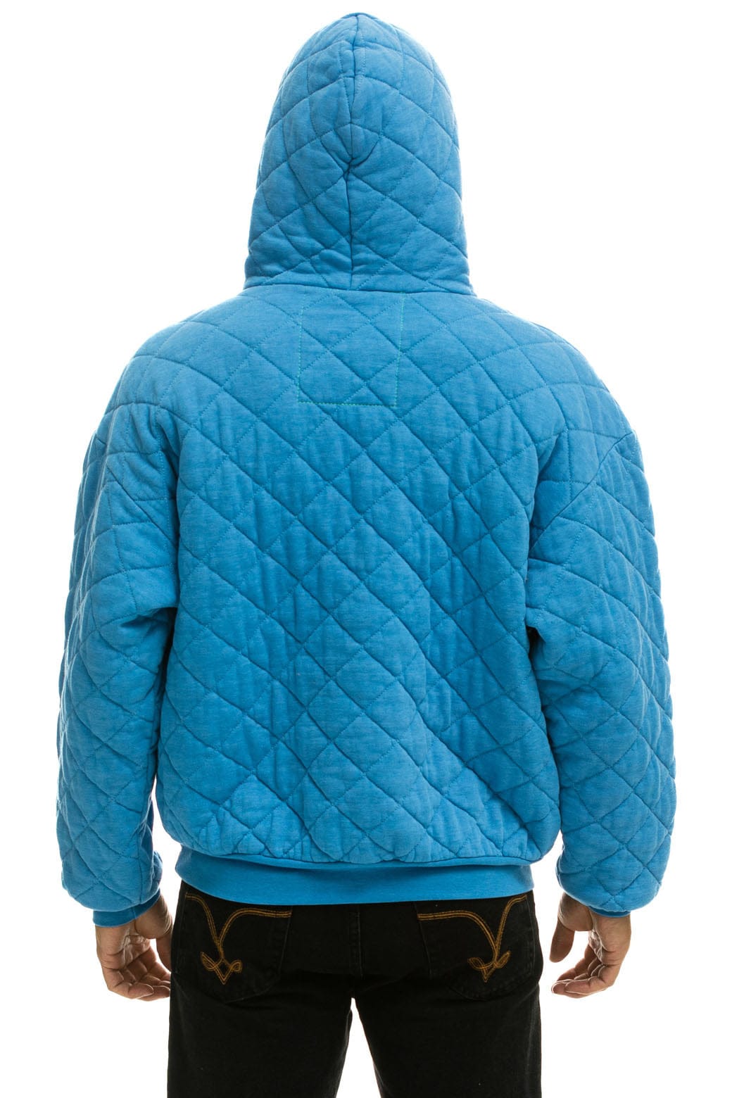 Retro QUILTED RELAXED PULLOVER HOODIE - OCEAN