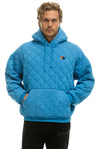Retro QUILTED RELAXED PULLOVER HOODIE - OCEAN