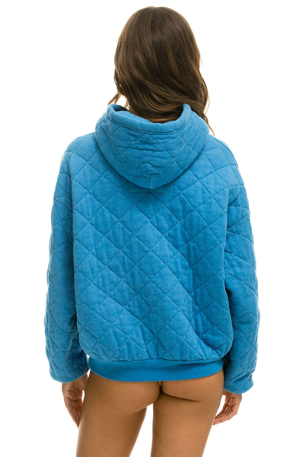 Retro QUILTED RELAXED PULLOVER HOODIE - OCEAN