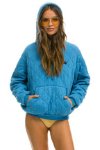 Retro QUILTED RELAXED PULLOVER HOODIE - OCEAN