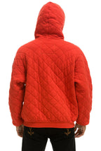 Retro QUILTED RELAXED PULLOVER HOODIE - RED