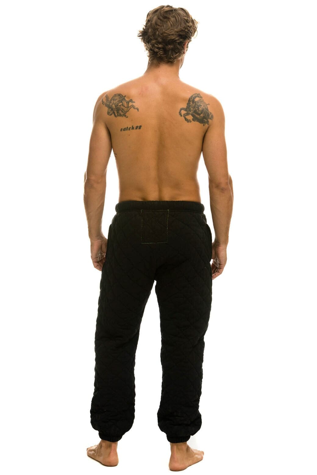 Retro QUILTED SWEATPANTS - BLACK