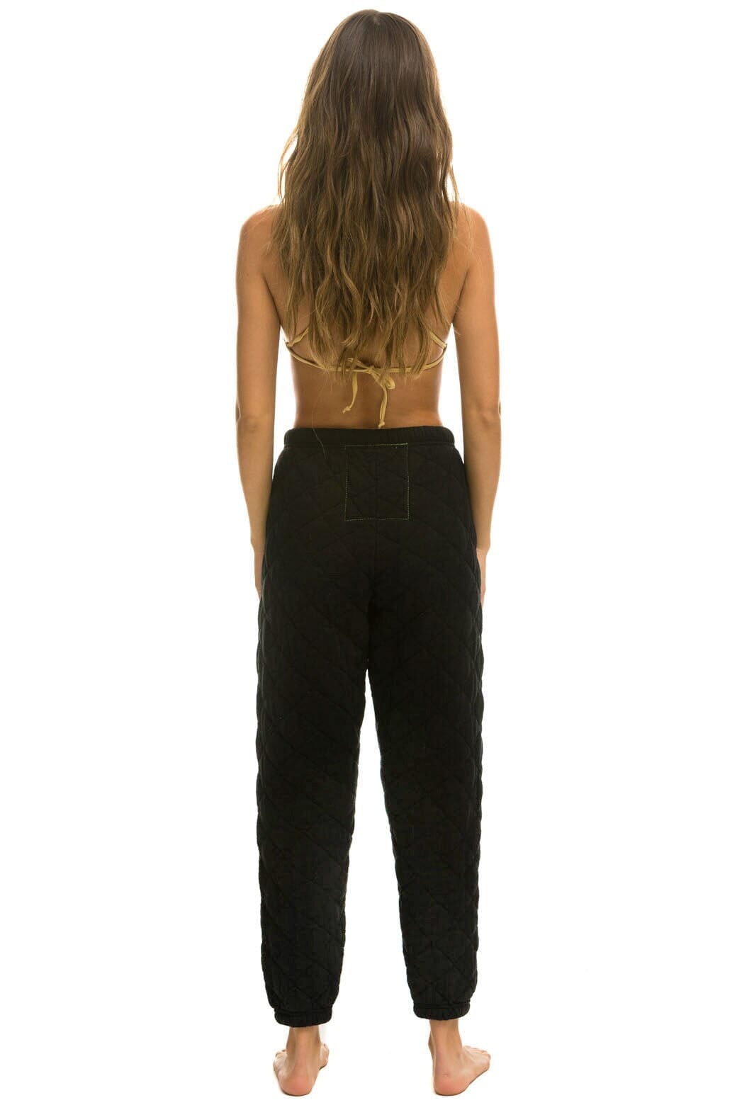 Retro QUILTED SWEATPANTS - BLACK