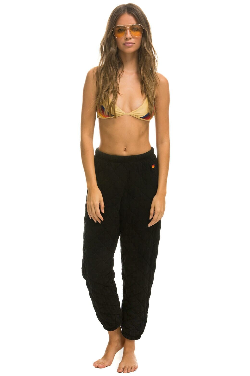 Retro QUILTED SWEATPANTS - BLACK
