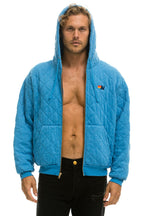 Retro QUILTED ZIP HOODIE RELAXED - OCEAN
