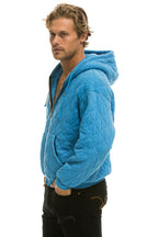 Retro QUILTED ZIP HOODIE RELAXED - OCEAN