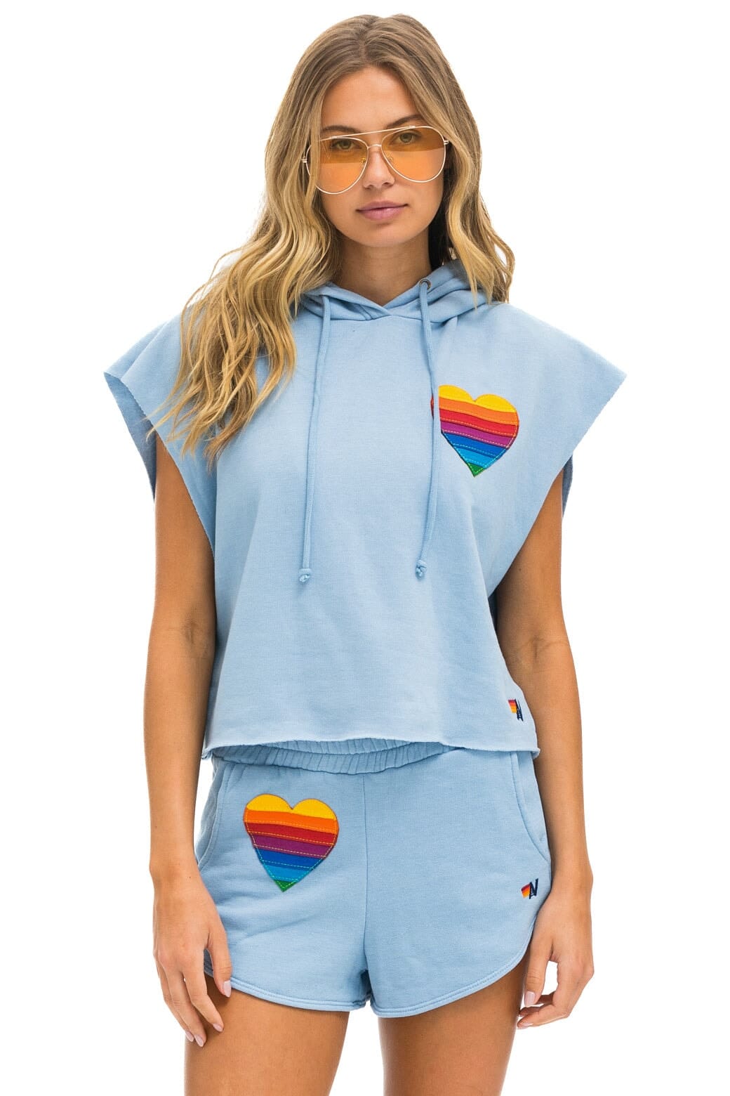 Retro RAINBOW HEART STITCH LOUNGER SHORT - ICE