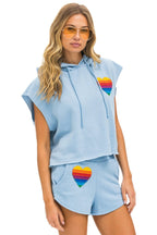 Retro RAINBOW HEART STITCH LOUNGER SHORT - ICE