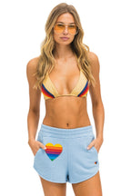 Retro RAINBOW HEART STITCH LOUNGER SHORT - ICE