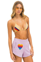 Retro RAINBOW HEART STITCH LOUNGER SHORT - MAUVE